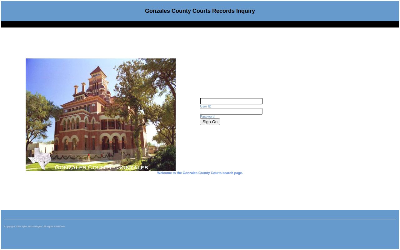 Gonzales County warrant record and court public-access portal